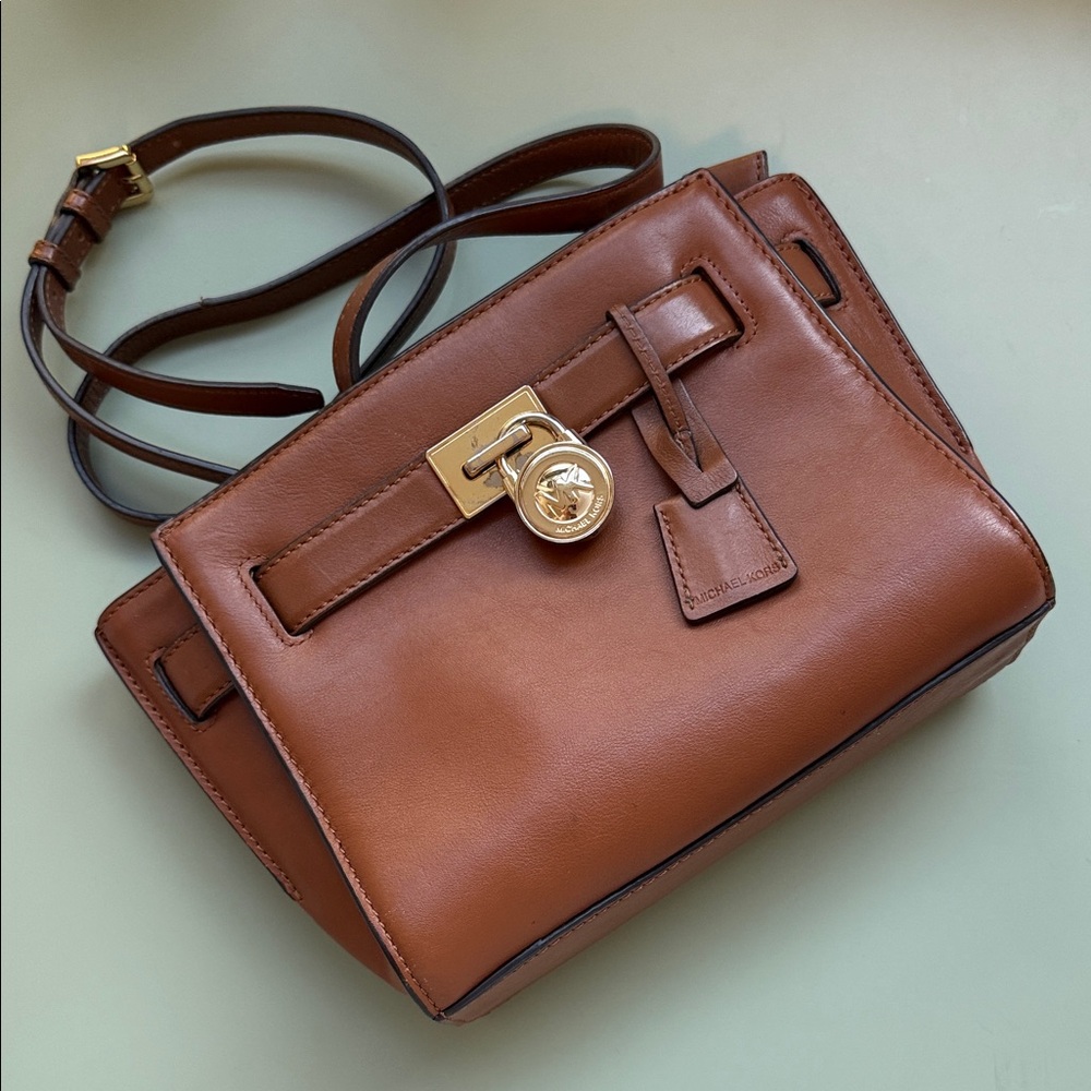 Brown Leather Crossbody Purse Hamilton Traveler Messenger Bag Gold Hardware